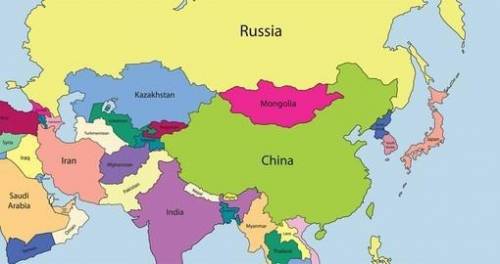 On the map above, country 2 is  and country 7 is .

A.
China . . . Mongolia
B.
Kazakhstan . . . Chin