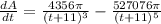 \frac{dA}{dt}=\frac{4356\pi}{(t+11)^{3}} -\frac{527076\pi}{(t+11)^{5}}