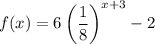 f(x)=6\left(\dfrac{1}{8}\right)^{x+3}-2