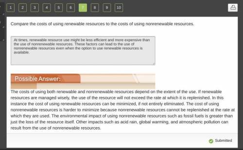 Compare the costs of using renewable resources to the costs of using nonrenewable resources.