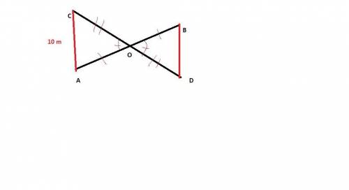 Line segments ab and cd intersect at point o, which is the midpoint of both segments. what is the me