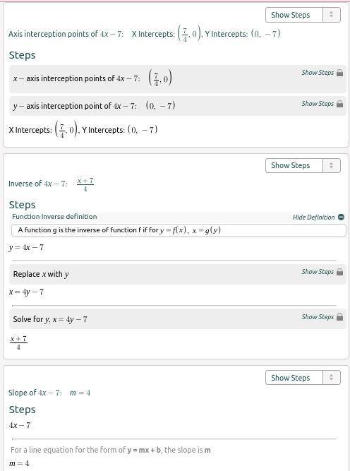 What is the y-intercept of y=4x-7 & 7x+2y=18
