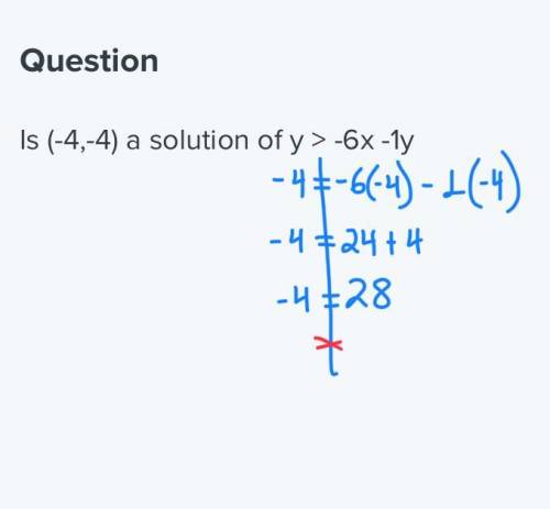 Is (-4,-4) a solution of y > -6x -1y