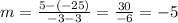 m = \frac{5 - (-25)}{-3 - 3} = \frac{30}{-6} = -5