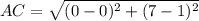 AC= \sqrt{(0-0)^2 +(7-1)^2}