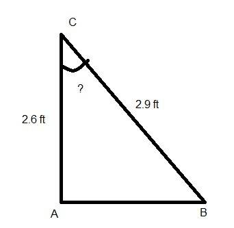 Atriangle has a hypotenuse of 2.9ft and a leg of 2.6ft. find the smallest angle.