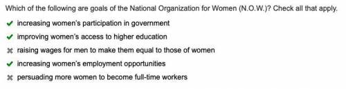 Which of the following are goals of the National Organization for Women (N.O.W.)? Check all that app