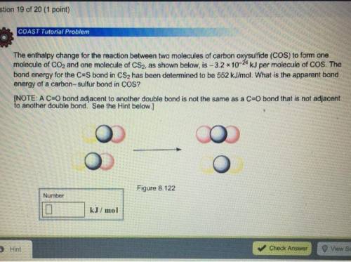 What is the apparent bond energy of a carbon–sulfur bond in cos?