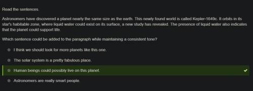 Read the sentences.

Astronomers have discovered a planet nearly the same size as the earth. This ne