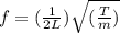 f = (\frac{1}{2L}) \sqrt{(\frac{T}{m})}