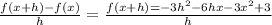 \frac{f(x+h)-f(x)}{h}=\frac{f(x+h)=-3h^{2}-6hx-3x^{2}+3}{h}