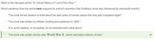Which sentence from the article best supports its author's assertion that Golding's novel was influe