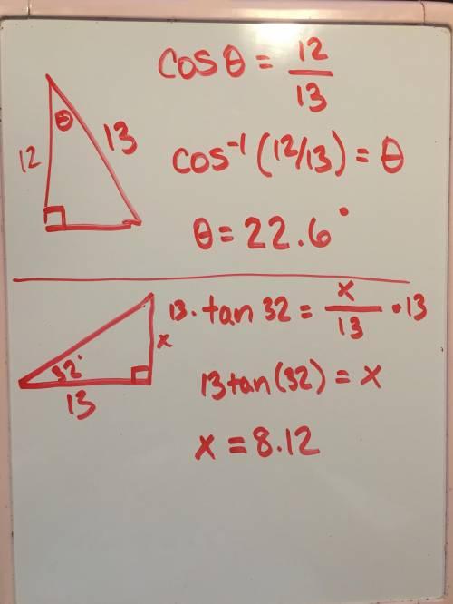 Directions: Use trig ratios to find the identified missing side or angle for each problem. (the prob