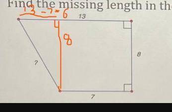 Find the missing length in the trapezoid and explain how to get it