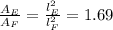 \frac{A_{E}}{A_{F}} = \frac{l_{E}^{2}}{l_{F}^{2}} = 1.69