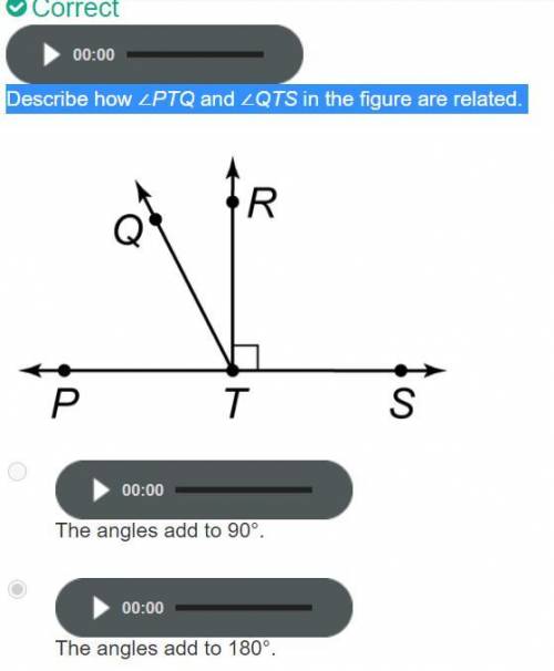 Describe how PTQ and QTS in the figured are related.

a. The angles add to 90°
b. The angles add to