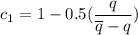 c_1 = 1-0.5 (\dfrac{q}{\overline q -q})