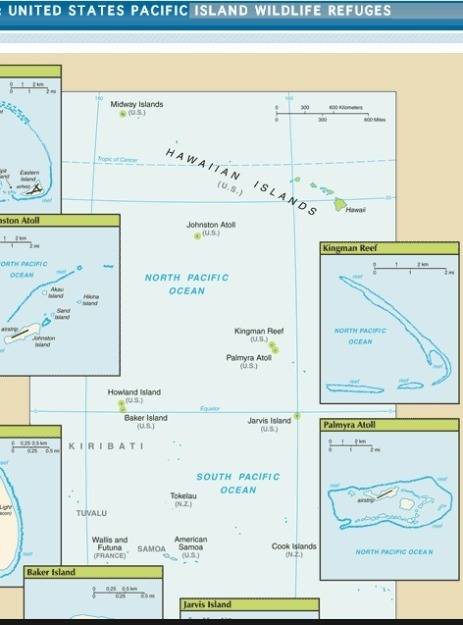 Which of the following u.s. territories or protectorates is south of palmyra atoll and in the pacifi