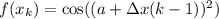 f(x_k)=\cos((a+\Delta x(k-1))^2)