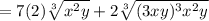 =7(2)\sqrt[3]{x^2y}+2\sqrt[3]{(3xy)^3x^2y}