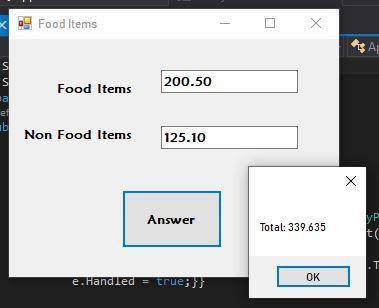 Create an application that determines the final cost of food items and non-food items, assuming only