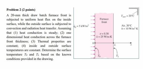 A 20-mm thick draw batch furnace front is subjected to uniform heat flux on the inside surface, whil