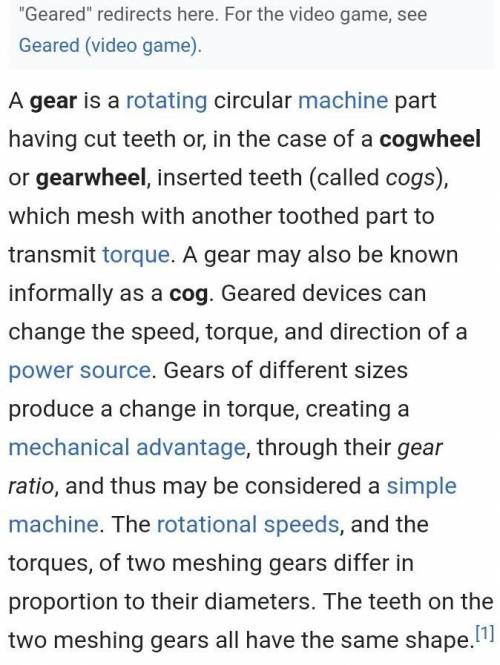 What is a gear. Please give detailed explanation