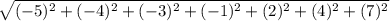 \sqrt{(-5)^2+(-4)^2+(-3)^2+(-1)^2+(2)^2+(4)^2+(7)^2}