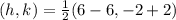 (h,k) = \frac{1}{2}(6-6,-2+2)