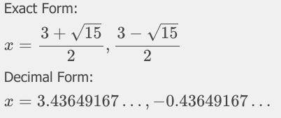 Solve the quadratic equation 2x^2-5x+1=x+4​