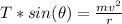 T*sin(\theta) = \frac{mv^2}{r}