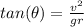 tan(\theta) = \frac{v^2}{gr}