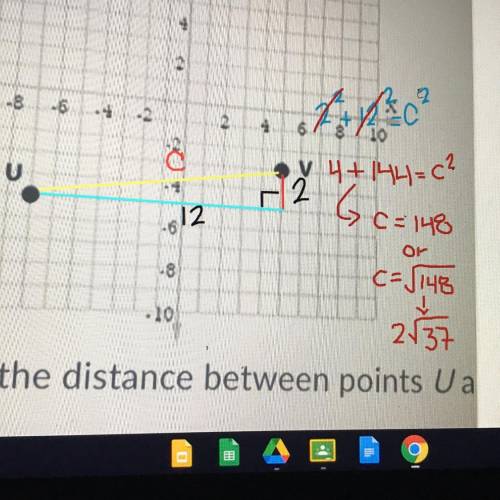 Find the distance between u and v in the coordinate plane​