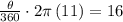\frac{\theta }{360}\cdot 2\pi \left(11\right)=16