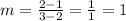 m=\frac{2-1}{3-2} = \frac{1}{1} =1