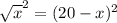 \sqrt{x}^{2}   = (20 - x)^{2}