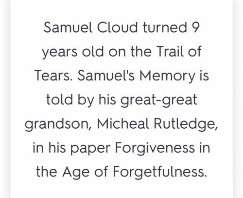 What was the trail of tears like for Samuel Cloud? How did he describe it?