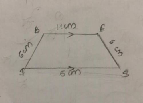 Draw trapezium BEST in which BE ||TS and BE = 11 cm, TS=5 cm

th of required trapezium andBT = 6 cm,