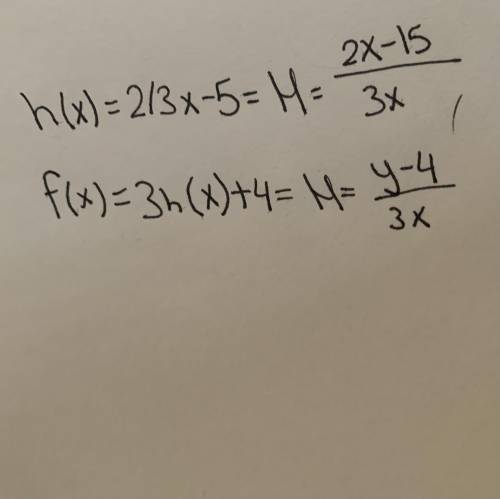 If h(x)=2/3x-5 and f(x)=3h(x)+4. What is the value of f(3)?