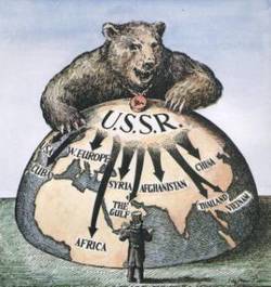 The following political cartoon is depicting what u.s policy following world war ii