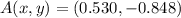 A(x,y) = (0.530, -0.848)