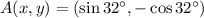 A(x,y) = (\sin 32^{\circ}, -\cos 32^{\circ})