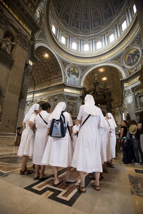 The nuns on the pilgrimage wear cloths that protect their virtue what do their outfits probably look