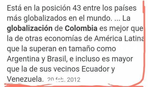 Crees que Colombia está en capacidad de asumir el movimiento globalizador: Justifica tu respuesta en
