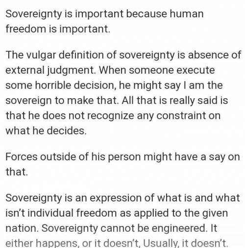 Sovereignty is regarded as the important element of state .Justify the statement​