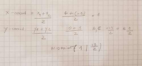 Qs has and endpoint q(4,10) and s(-2,3) what are the coordinates of the midpoint of qs
