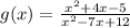 g(x) = \frac{x^2+4x-5}{x^2-7x+12}