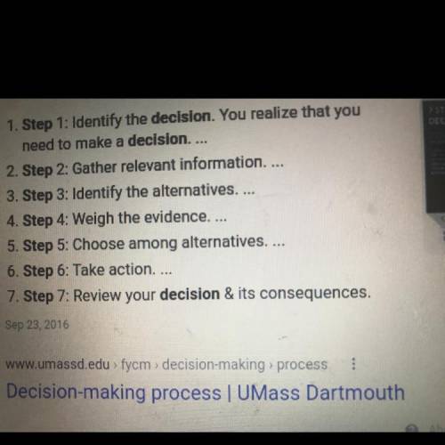 List the steps in a systematic decision-making process​