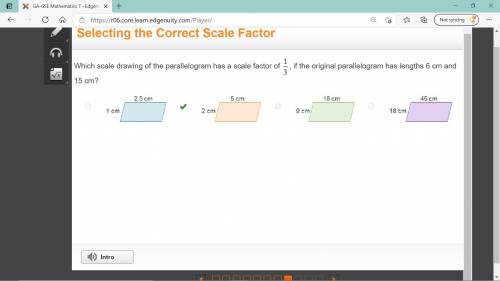 Which scale drawing of the parallelogram has a scale factor of One-third, if the original parallelog