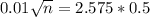 0.01\sqrt{n} = 2.575*0.5